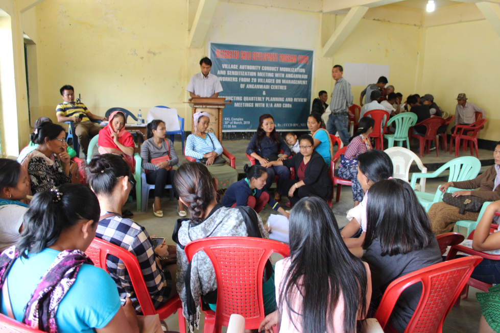 Meeting with workers involved in reactivating the Anganwadi centres